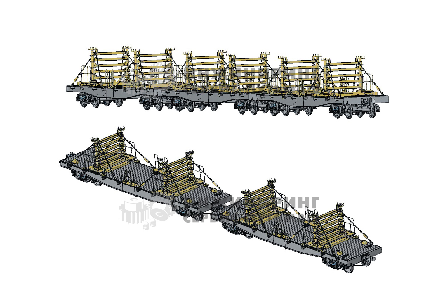 Оборудование сцепа платформ для перевозки рельсов ОПР-100